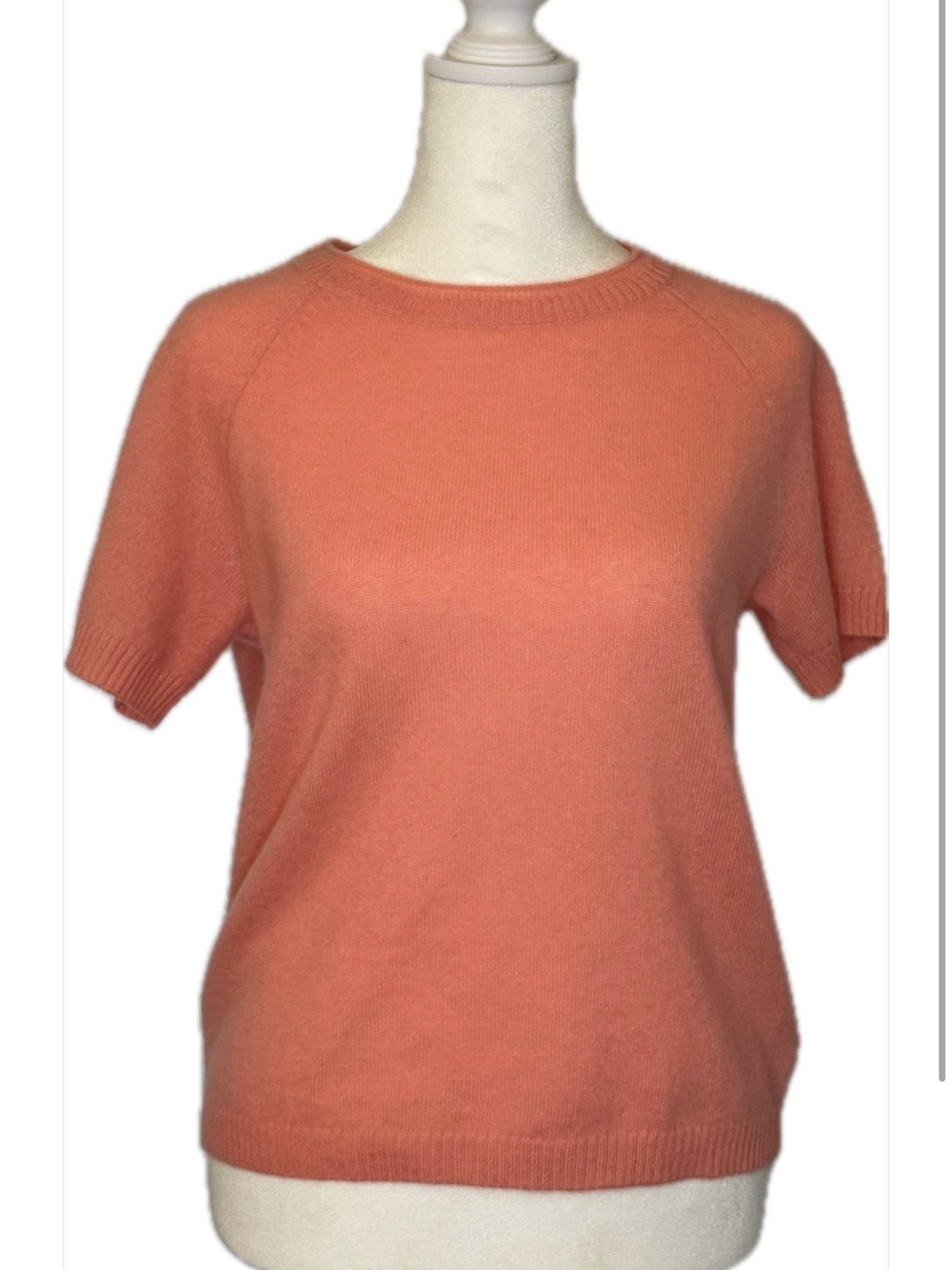 Elie Tahari 100% Cashmere Short Sleeve Sweater – Peach/Coral – Size Small